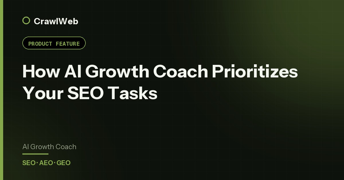 How AI Growth Coach Prioritizes Your SEO Tasks — CrawlWeb guide cover