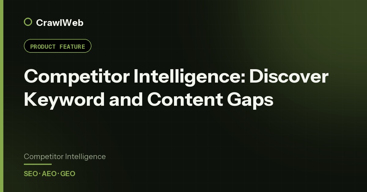 Competitor Intelligence: Discover Keyword and Content Gaps — CrawlWeb guide cover