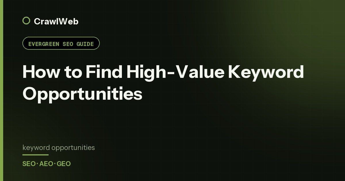 How to Find High-Value Keyword Opportunities — CrawlWeb guide cover